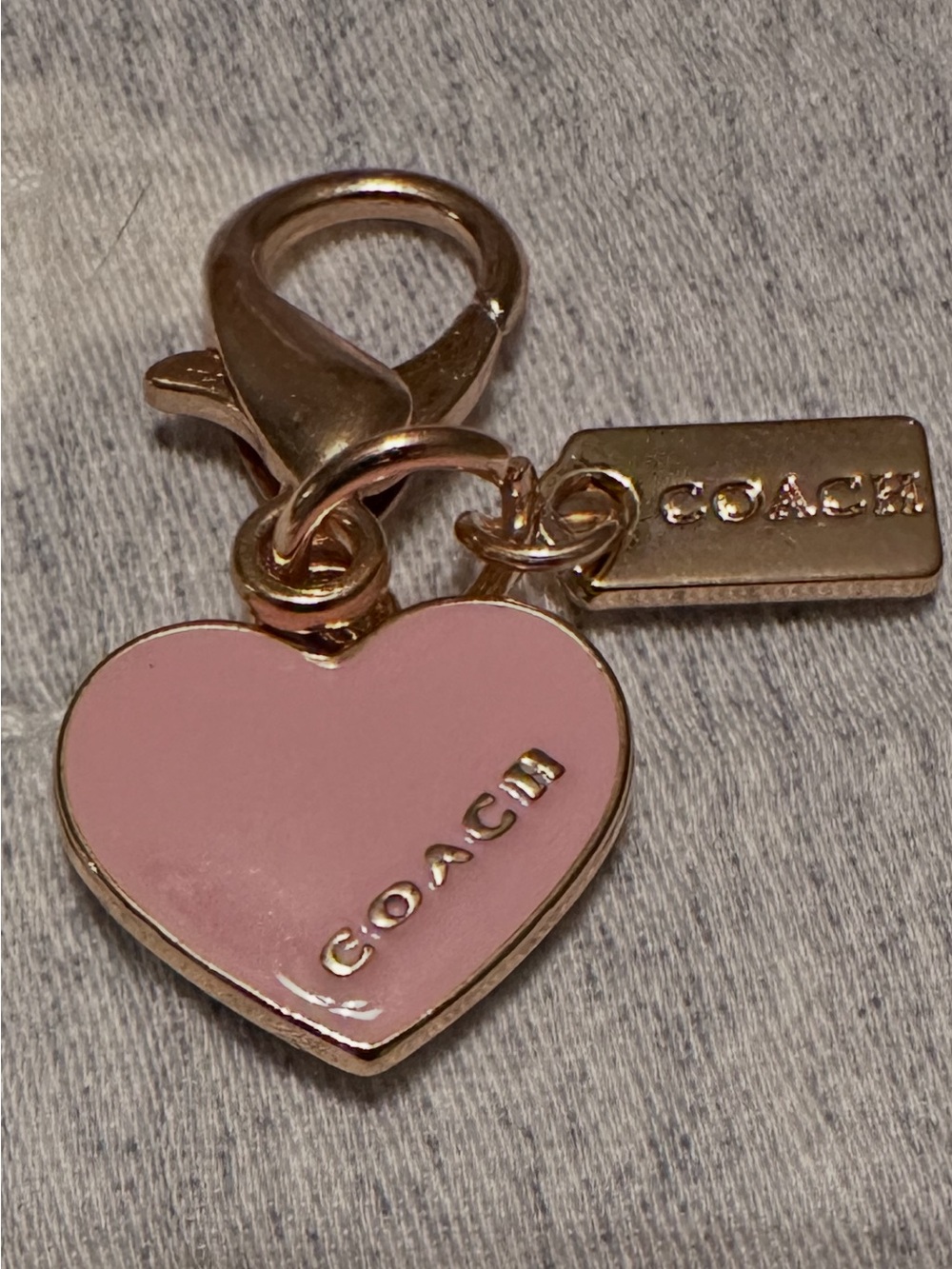 Coach Pink Heart mini bag Charm Key Fob with Gold-Tone Tag